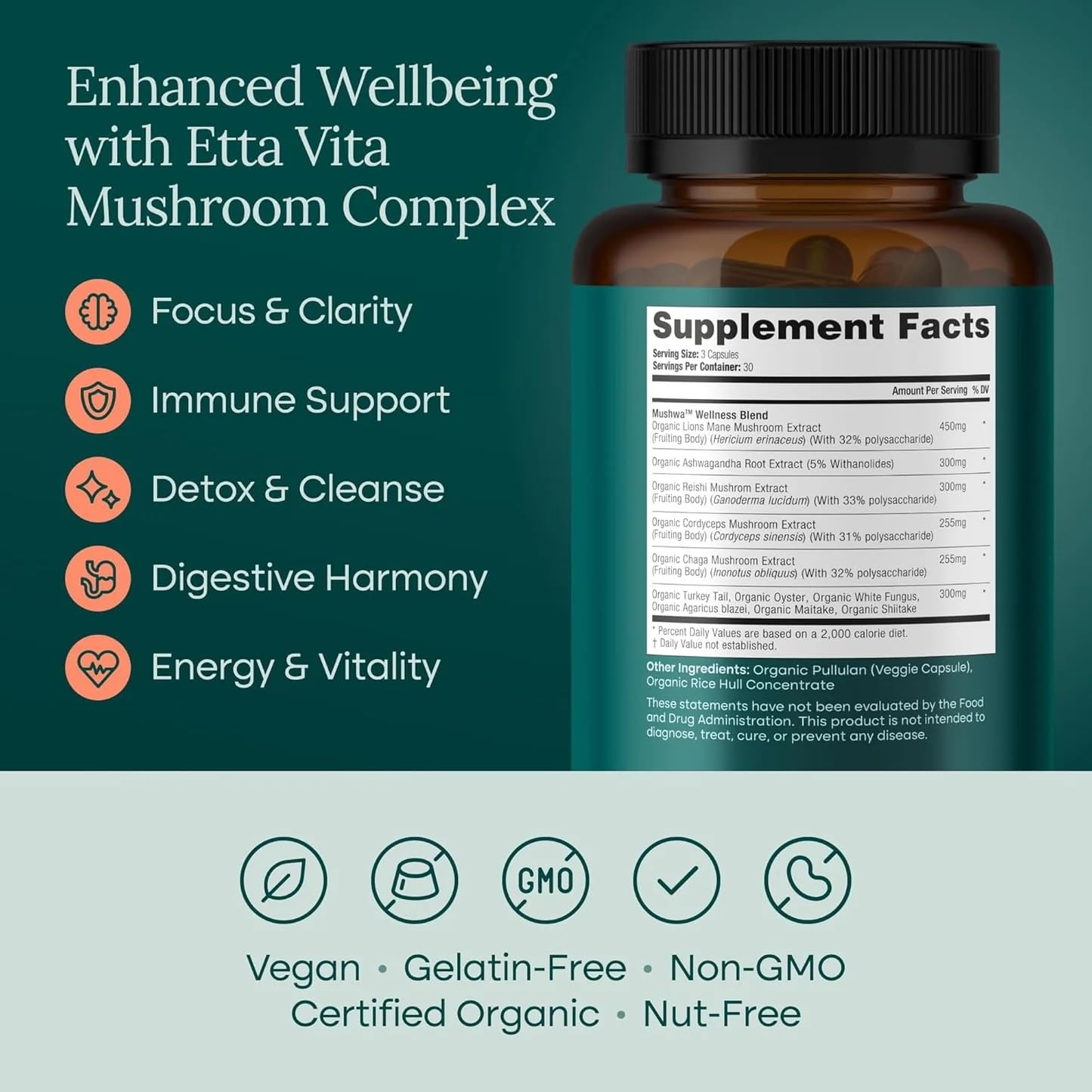 Ashwagandha and adaptogenic mushrooms blend
