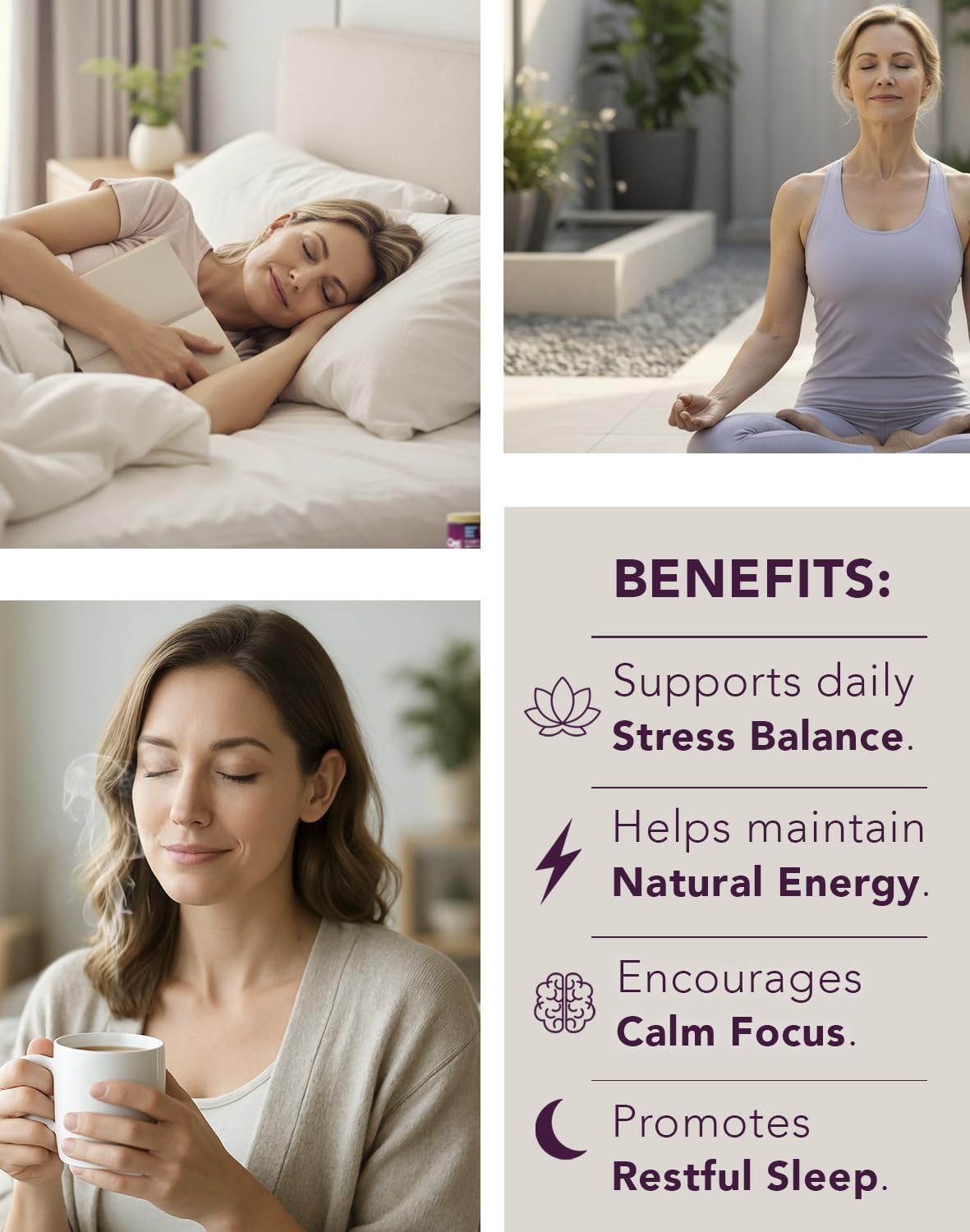 Adaptogen blend of ashwagandha, L-theanine, and rhodiola