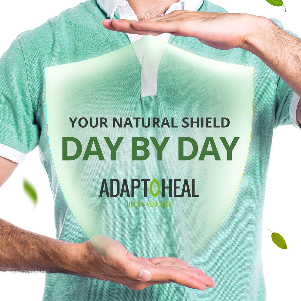 ADAPTOHEAL Mushroom extract blend image suggests antioxidant rich nourishment for vitality