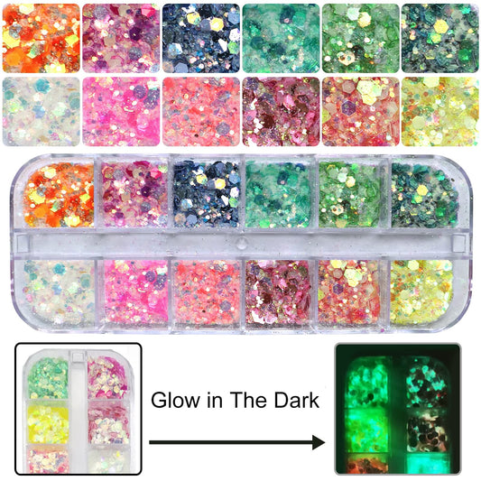 AddFavor glitter hexagon iridescent in 12 colors enhances nail sparkle.