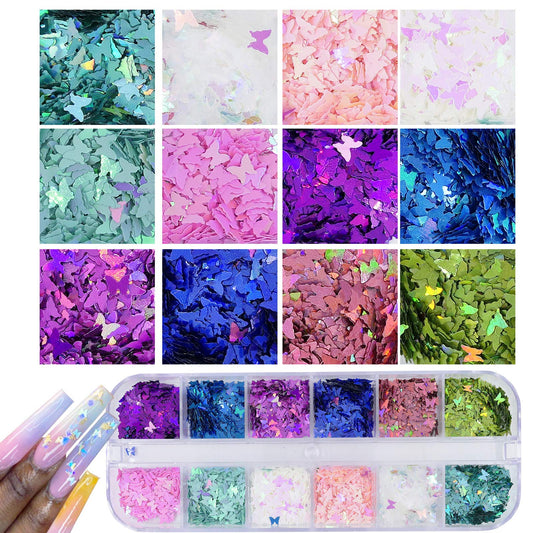 AddFavor iridescent star sequins showing color-shift sparkle for glamorous nails.