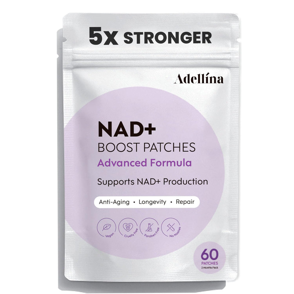 Front view of Adellina NAD+ Patches for Women 60 Count packaging