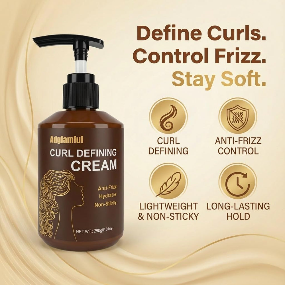 Adglamful Curl Defining Cream swatch displaying smooth, lasting definition.