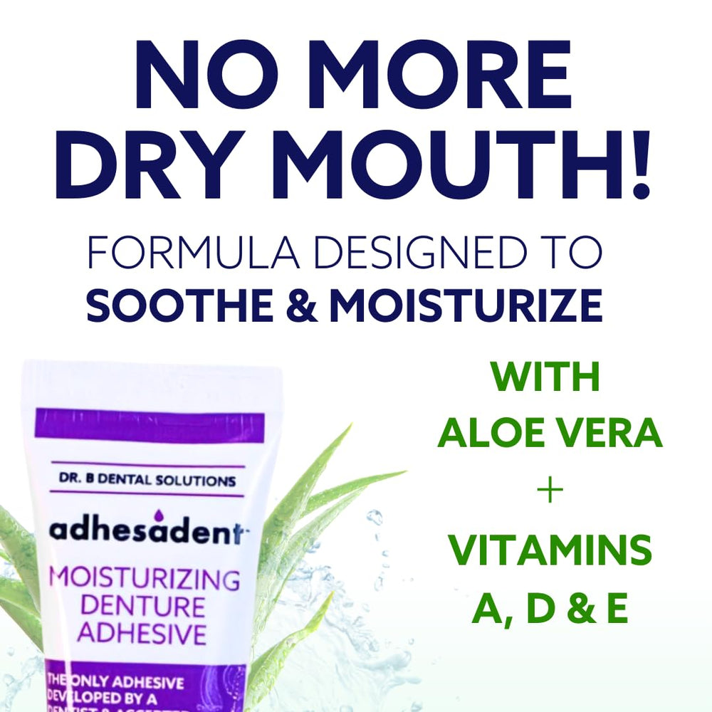 Travel-size Adhesadent four-pack packaging
