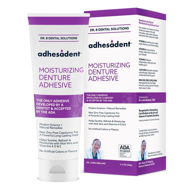 Back view of Adhesadent 2-Pack packaging