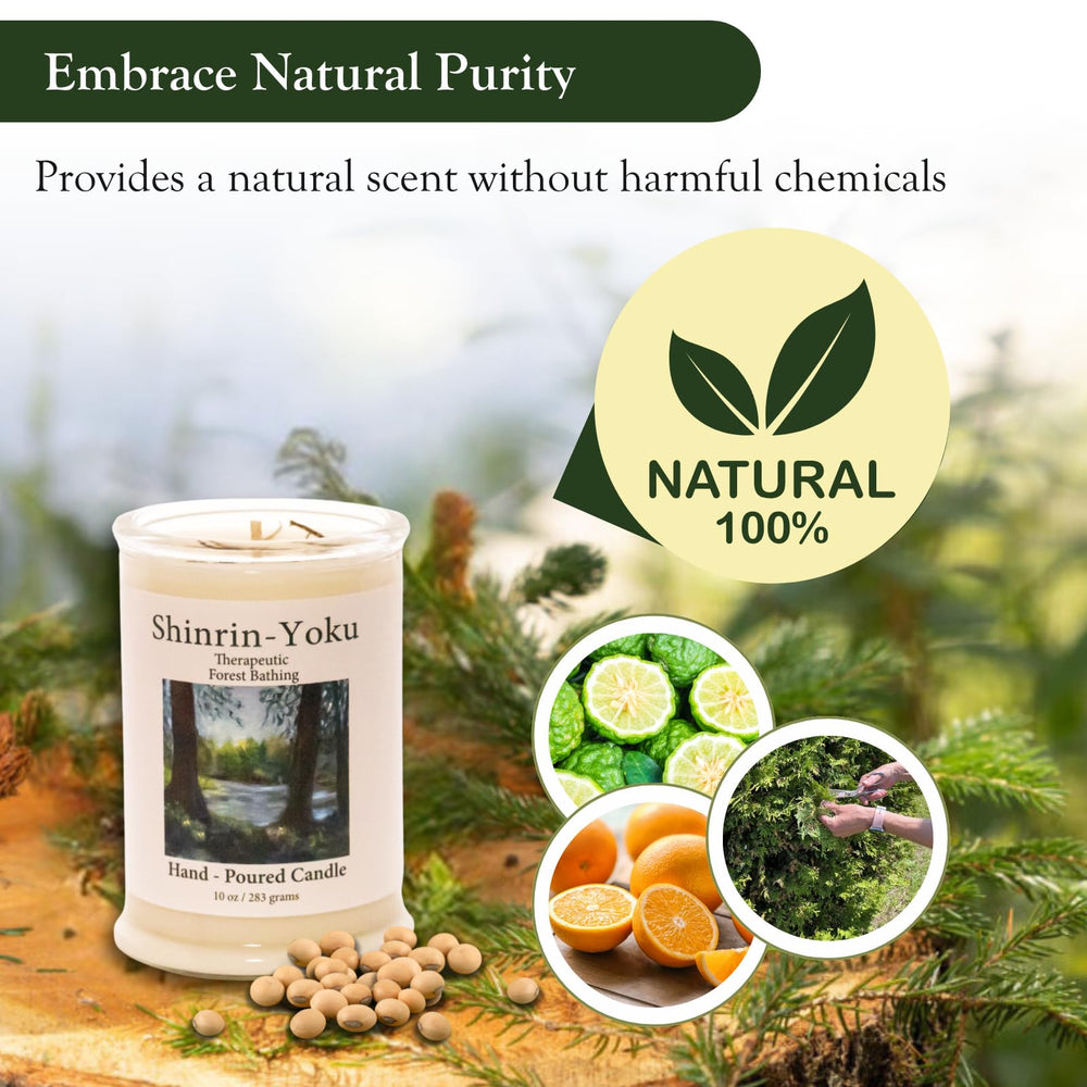 Adirondack Shinrin Yoku candle botanicals on top for decorative ambience.