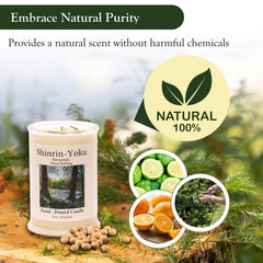 Adirondack Shinrin Yoku candle botanicals on top for decorative ambience.