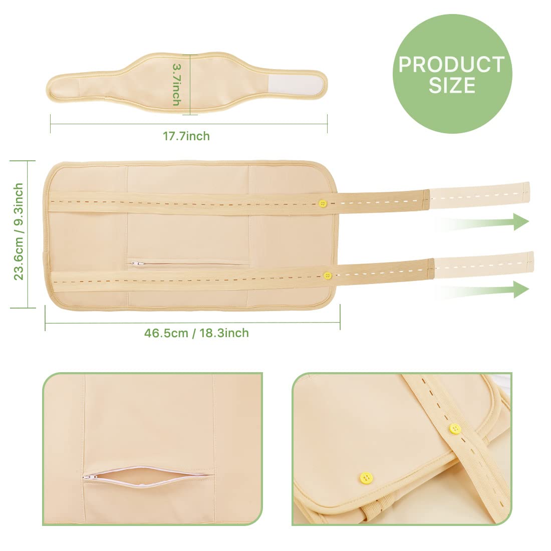 Adjustable elastic straps on Castor Oil Pack Wrap