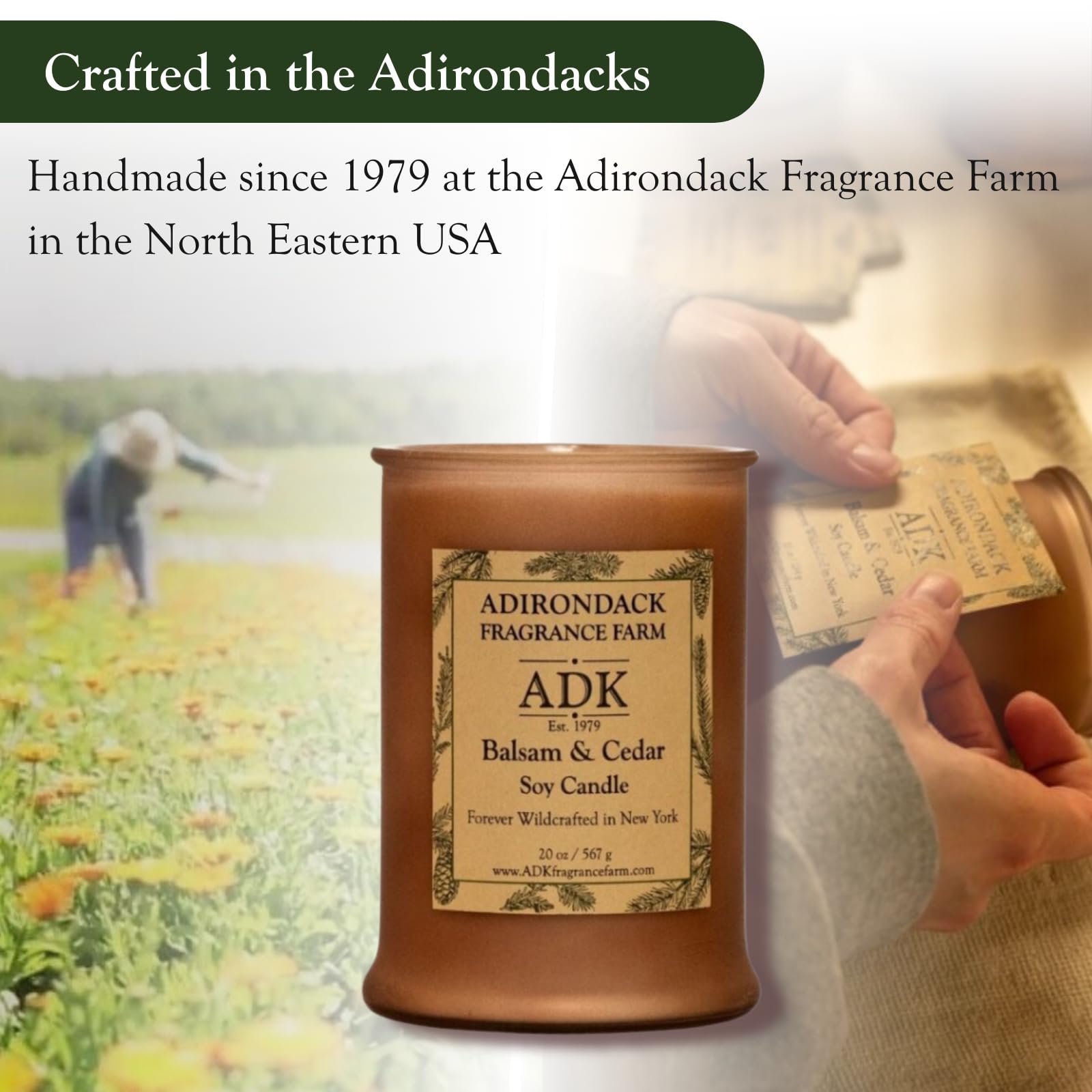Gift-ready ADK Balsam & Cedar candle for home decor