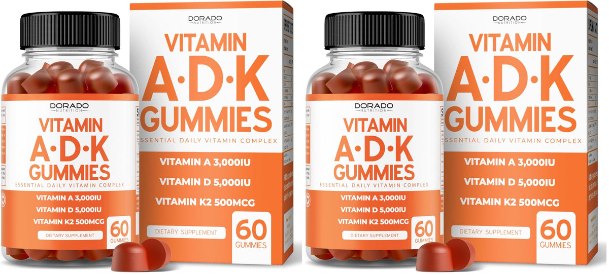 ADK Gummies D3 K2 Raspberry flavor - 60 count, pack of 2