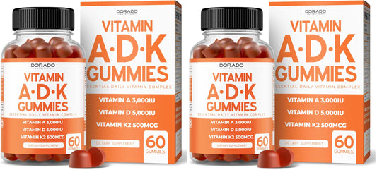 ADK Gummies D3 K2 Raspberry flavor - 60 count, pack of 2
