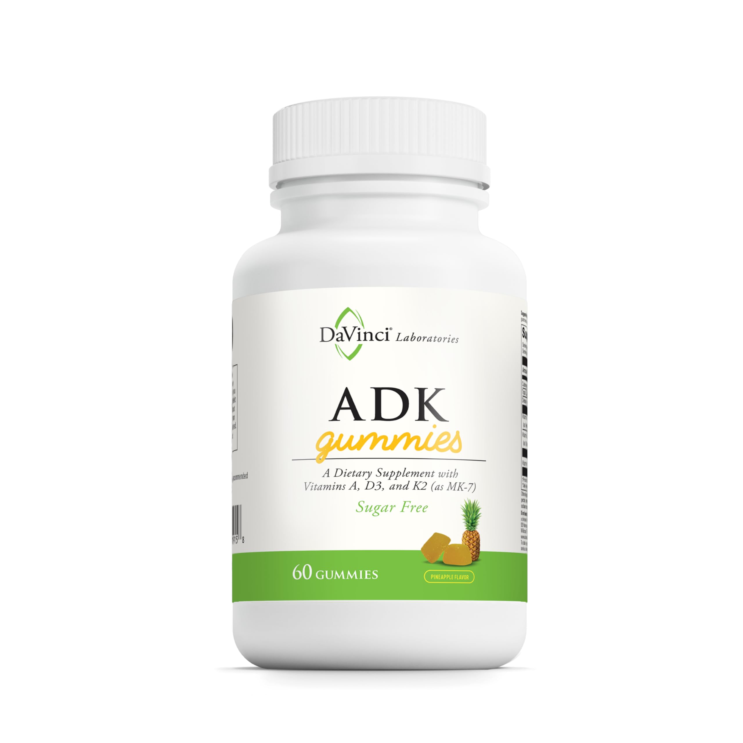 DaVinci Labs ADK Gummies pineapple-flavored sugar-free gummy – pack shot
