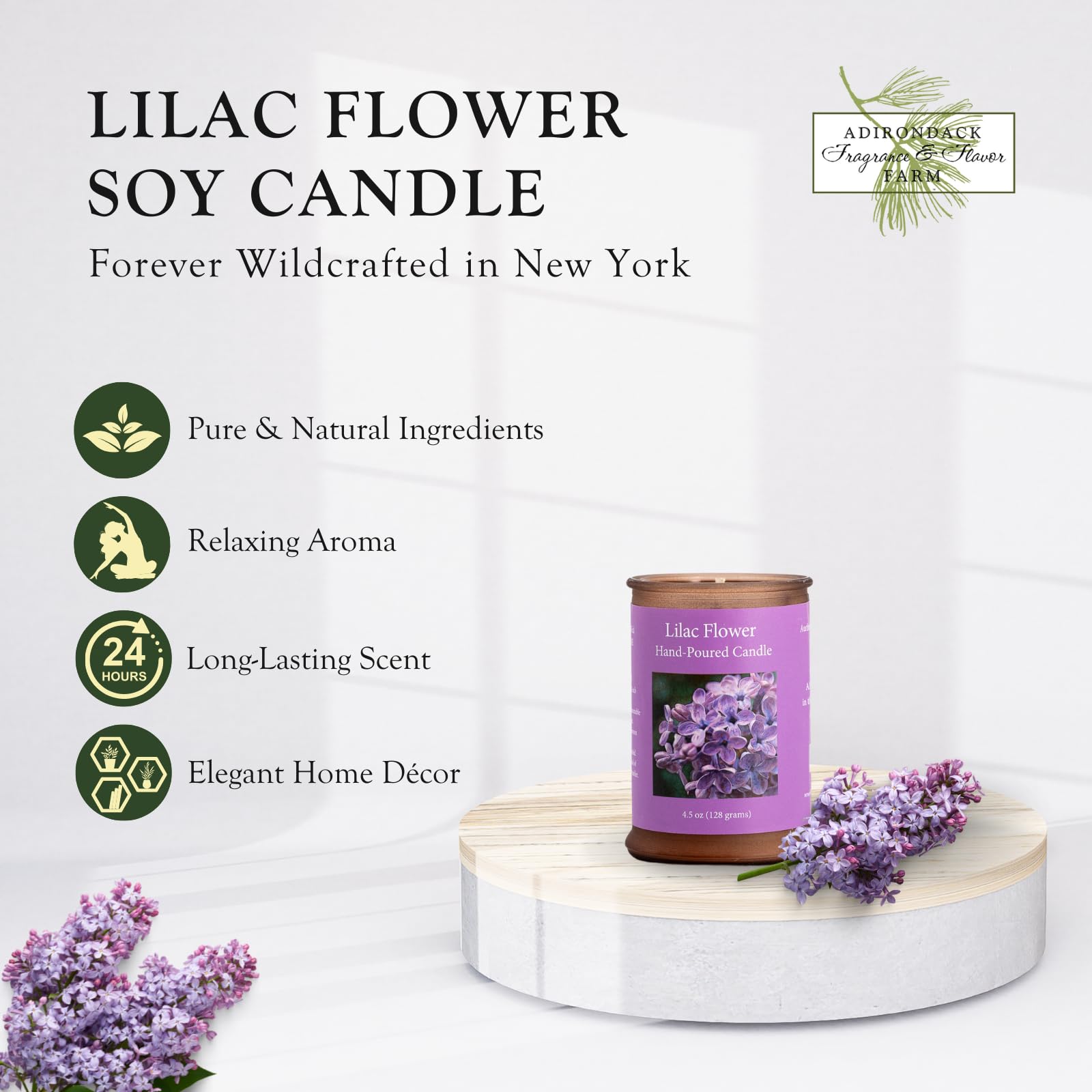 ADK Lilac Candle wax closeup shows premium soy for subtle fragrance.