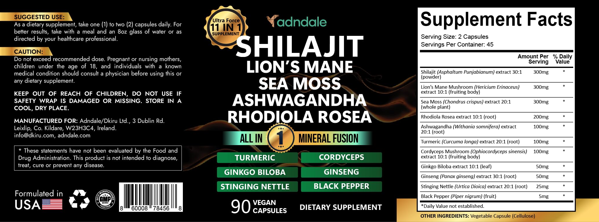 90 capsules packaging with 45-day supply