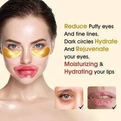 Adofect 24K gold eye patch close-up showing luxurious rejuvenation potential