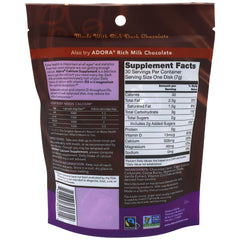Close-up of Adora Calcium Disk coated in premium organic dark chocolate
