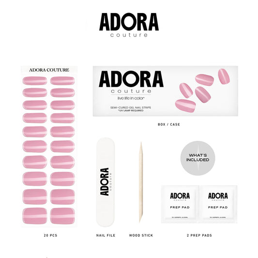Adora Couture Blush Bloom on-nail application demonstrates easy at-home manicure.