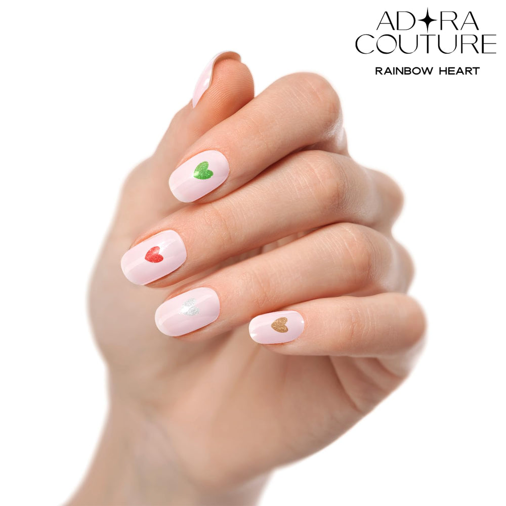 Adora Couture rainbow heart designs for versatile manicure options
