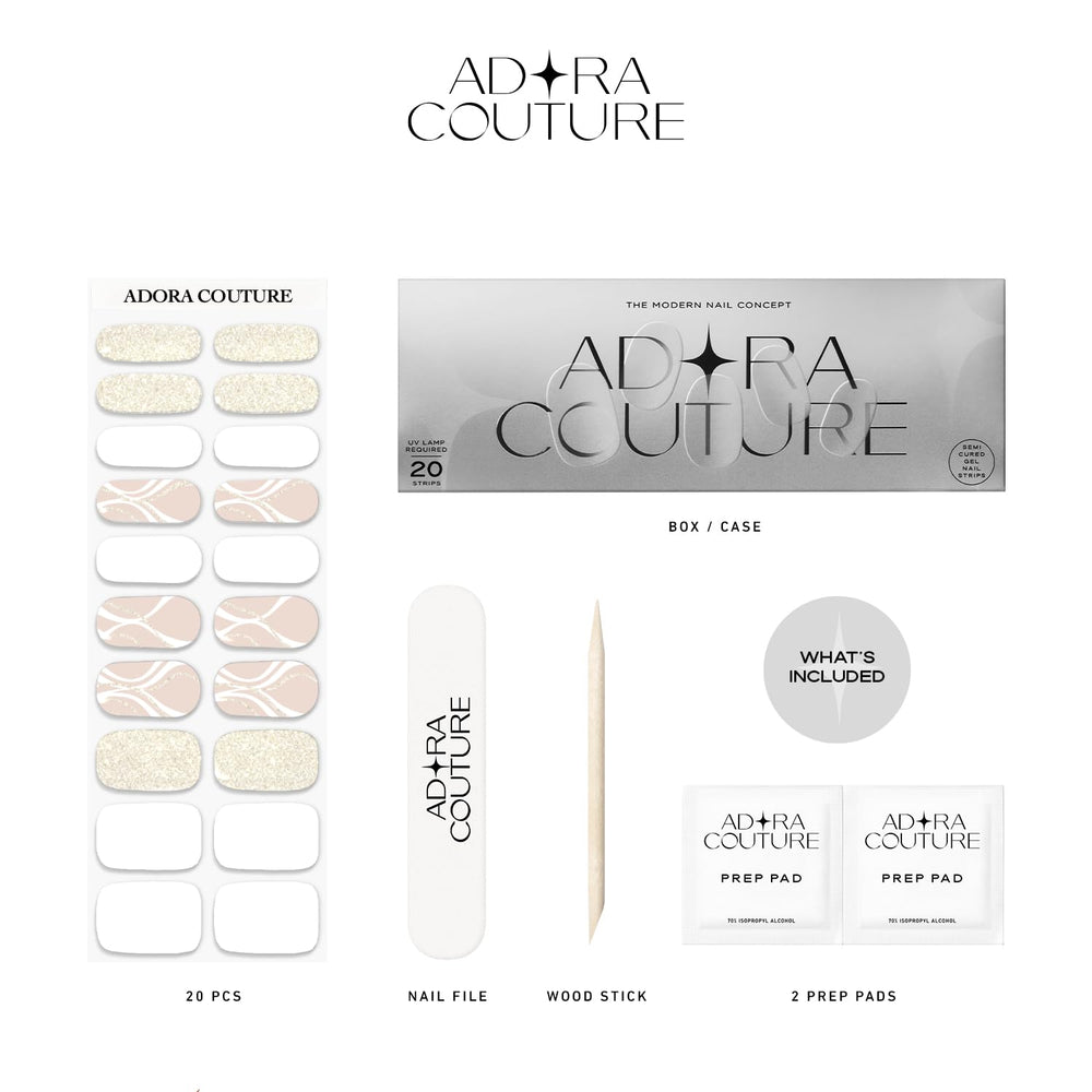 Adora Couture nail file and wooden stick for precise shaping.