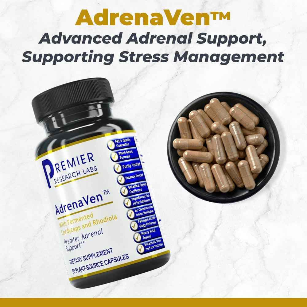AdrenaVen formula featuring organic Rhodiola Rosea, Cordyceps and Eleuthero