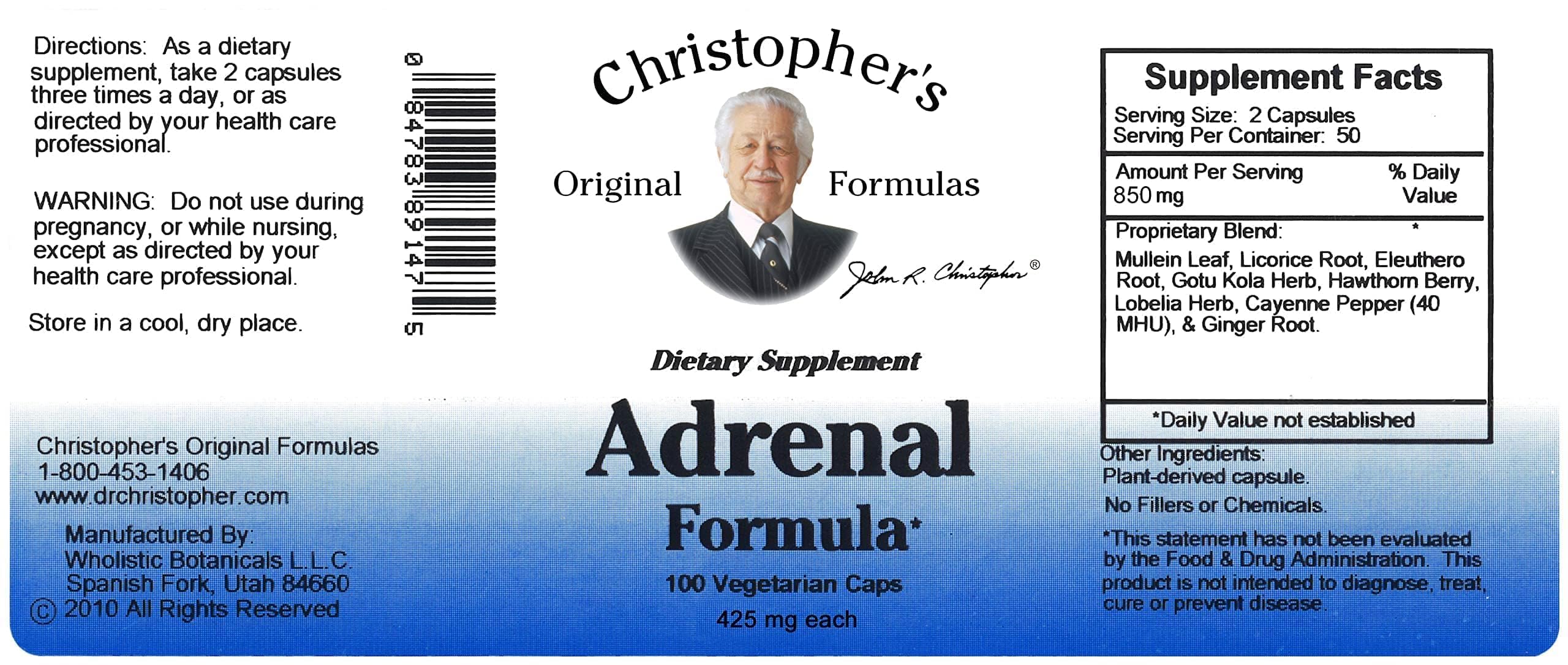 Graphic of Adrenal Formula ingredients including mullein, eleuthero, gotu kola