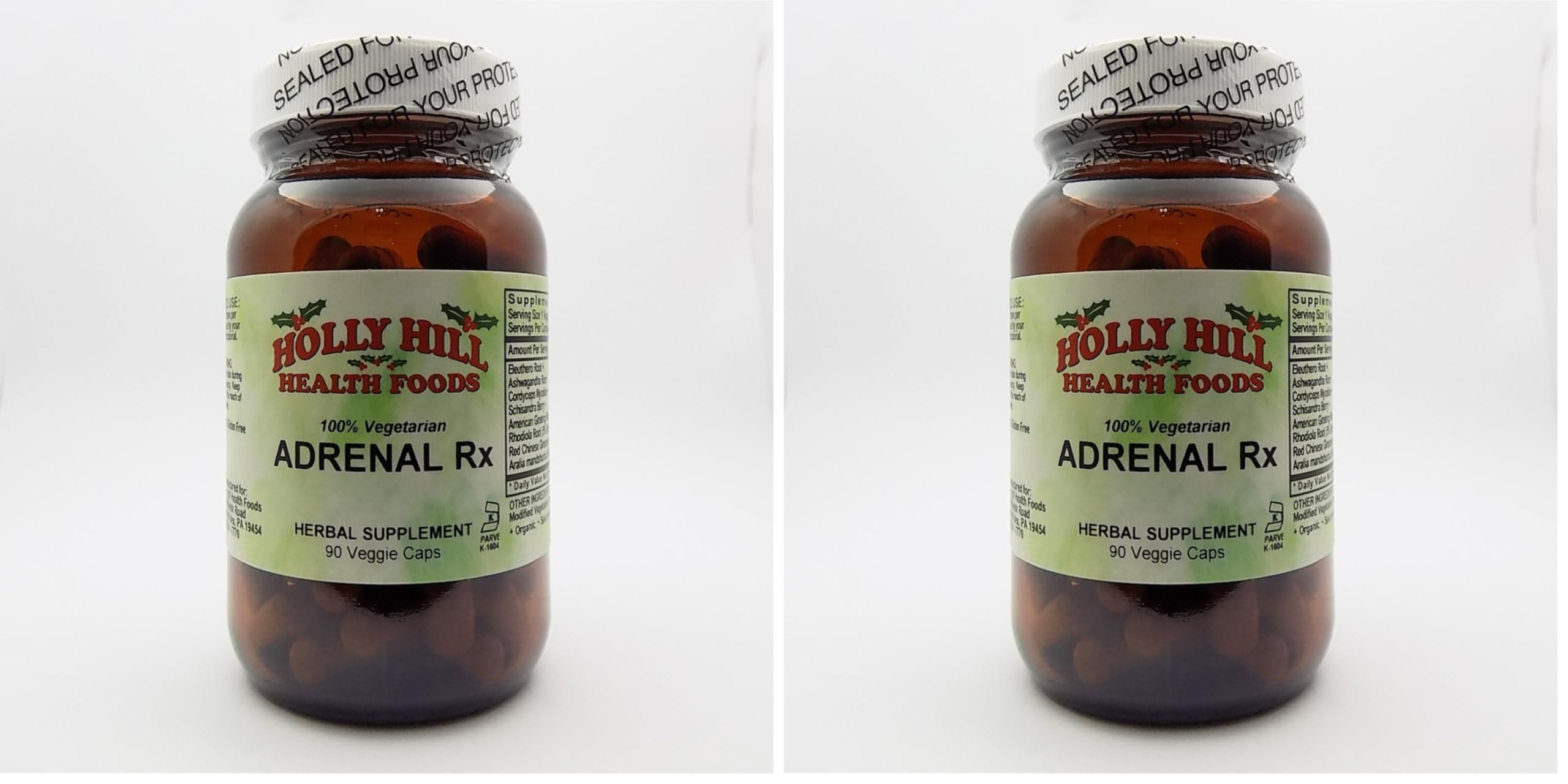 Adrenal Rx bottle – 90 vegetarian capsules, pack of 2, front view