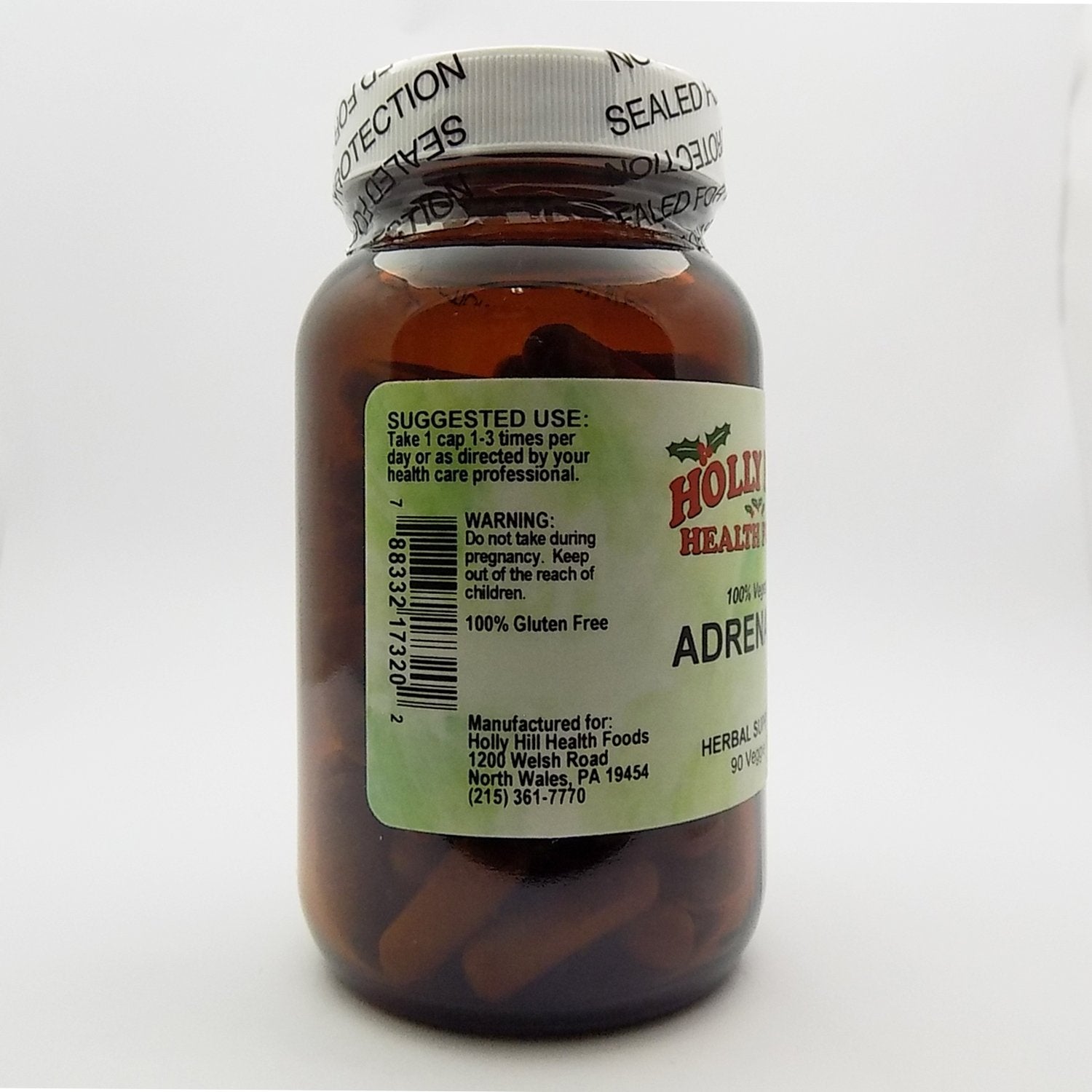 Adrenal Rx packaging label – 100% vegetarian, alcohol-free