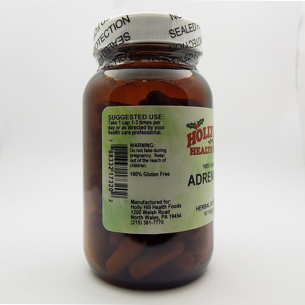 Adrenal Rx packaging label – 100% vegetarian, alcohol-free