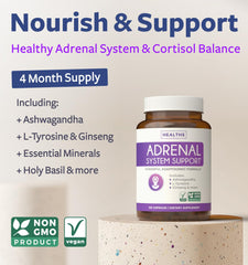 Bottle of Adrenal Support & Cortisol Manager 120 capsules on white