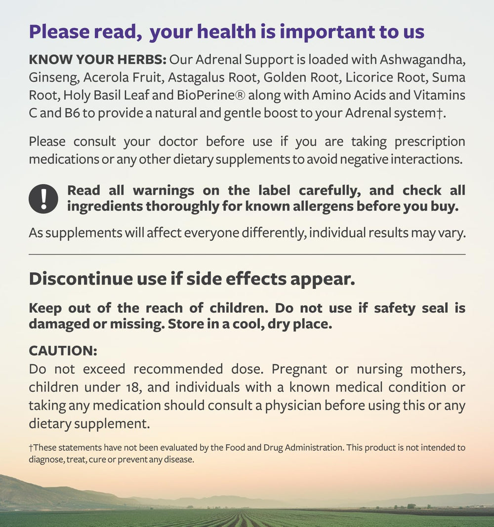 Supplement facts panel close-up on label
