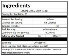 Packaging label for Adrenalinum 6C homeopathy pellets