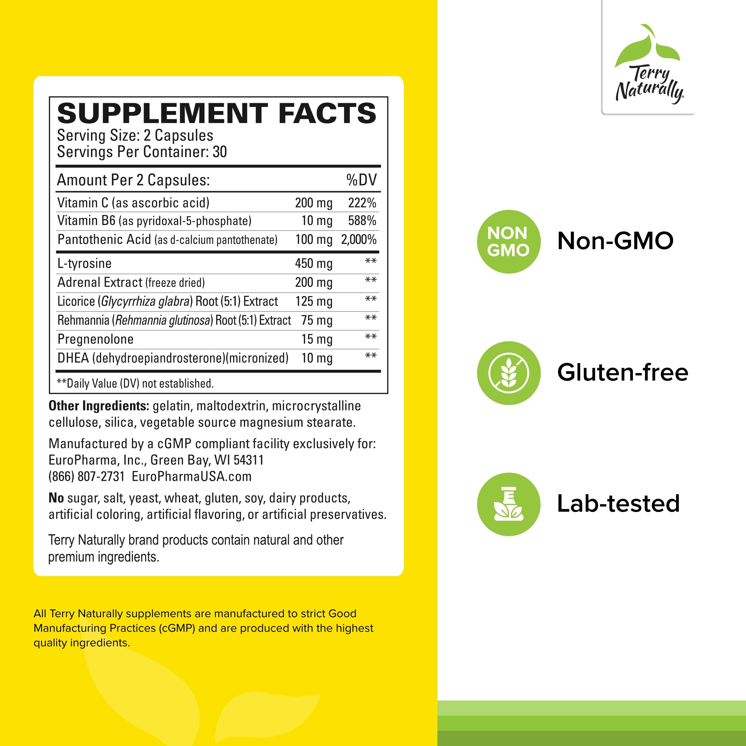 DHEA and L-Tyrosine ingredients in Adrenaplex
