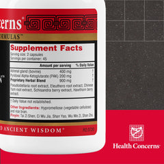 Adrenosen bottle with 90 capsules on white background