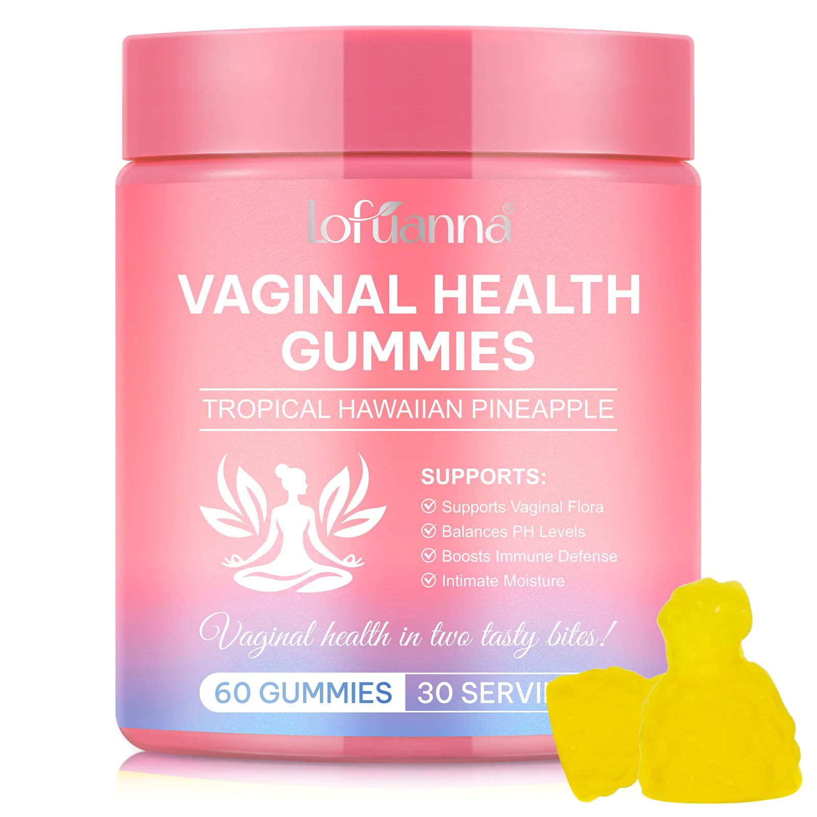 ADSBJUX Vaginal Probiotics Pineapple Gummies bottle label
