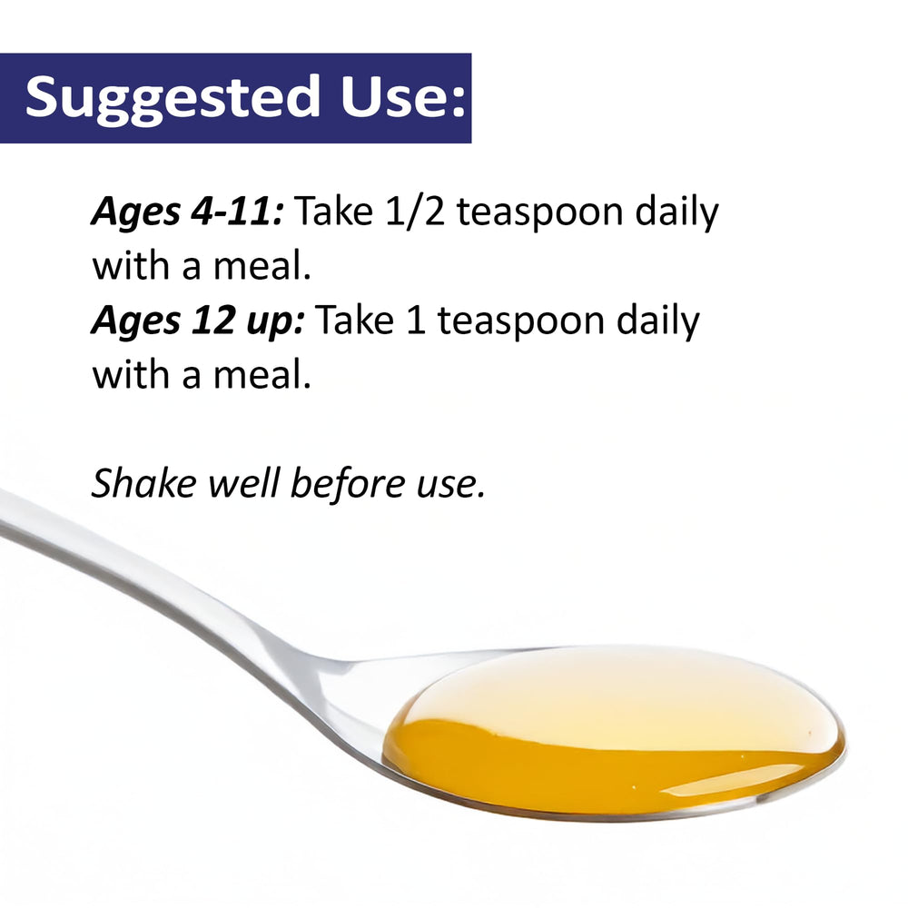 Daily fish oil liquid dose for ages 4 and up