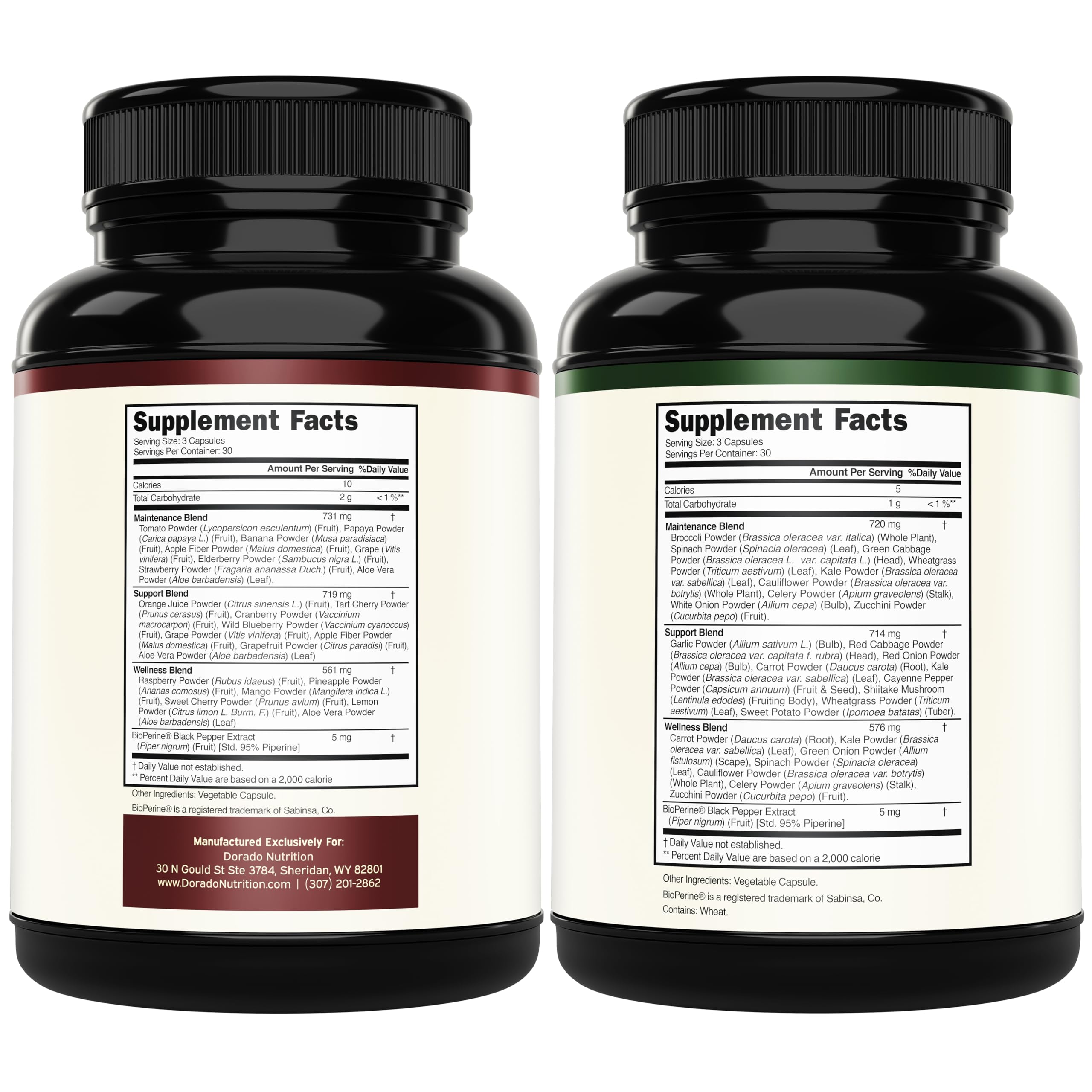 Fruits and vegetables supplement for adult nutrition