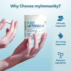 Lactoferrin supplement for adults in a 60-capsule bottle