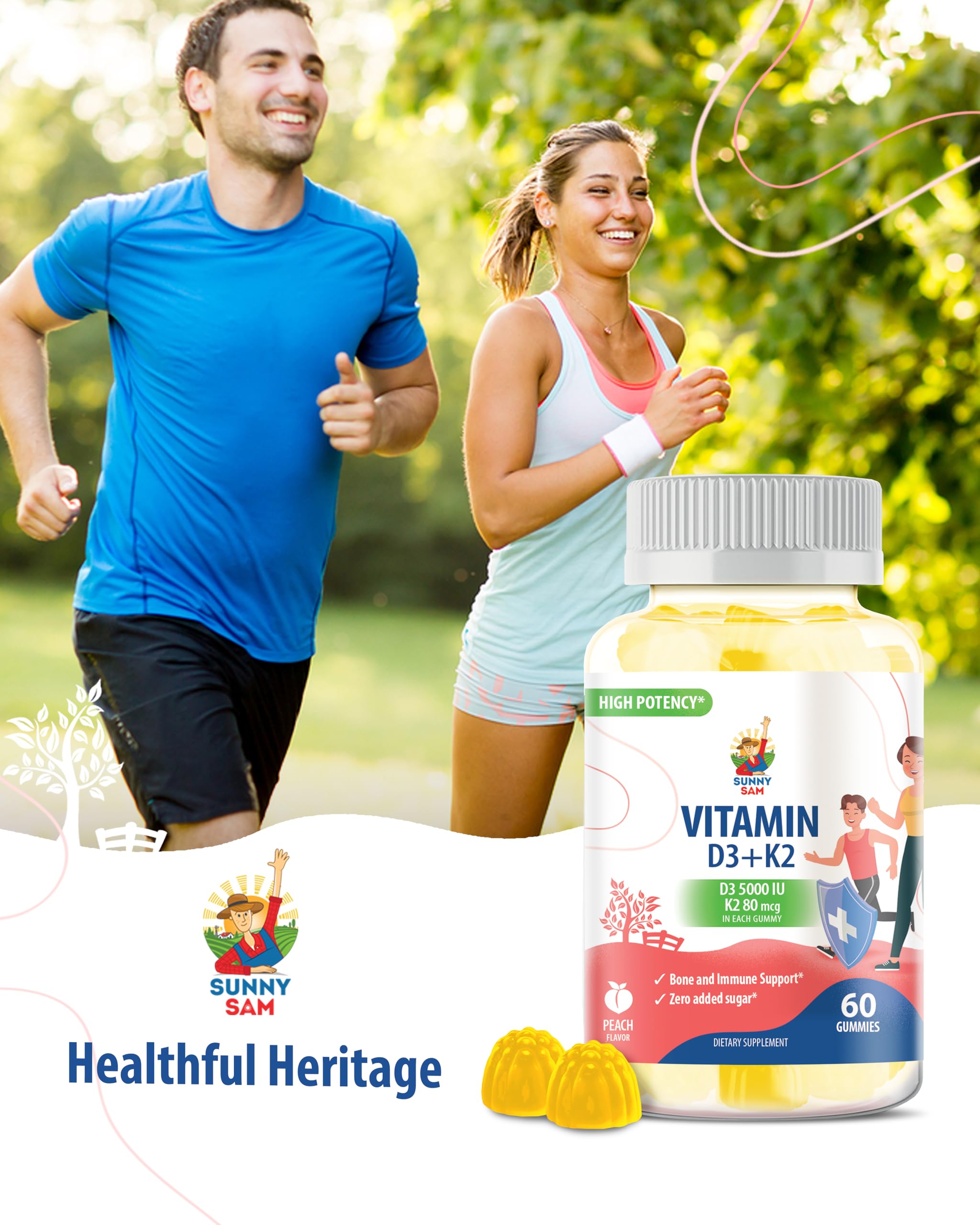 Adults taking sugar-free Vitamin D3 K2 gummies