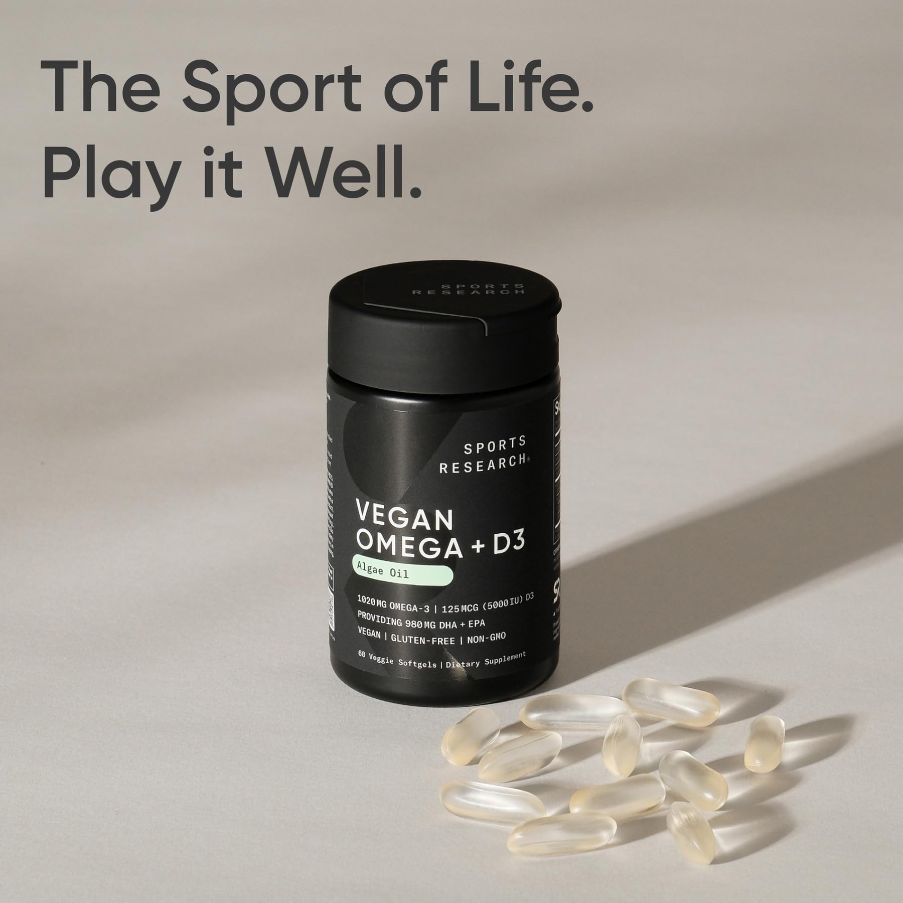 Adult dietary supplement vegan omega-3 D3 for wellness