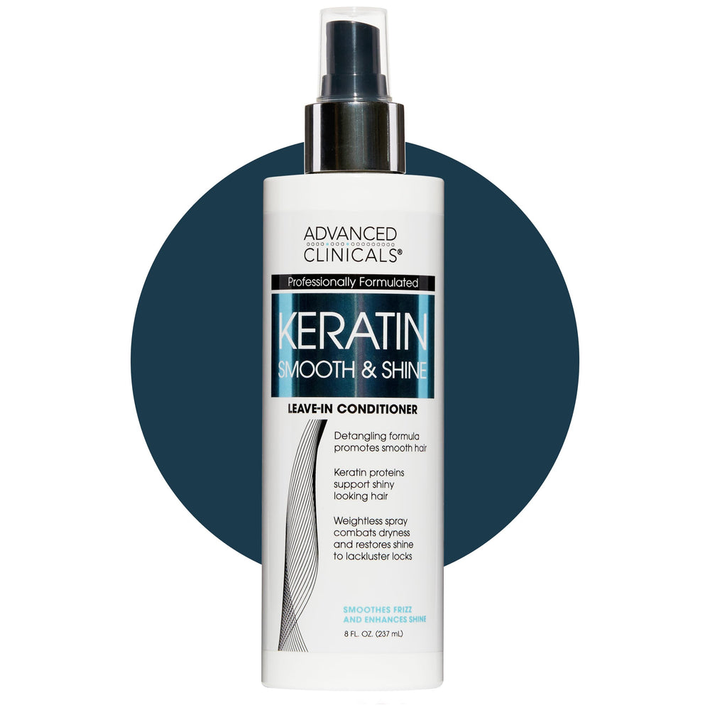 Advanced Clinicals Keratin Detangler Bottle front view for easy detangling and shine.