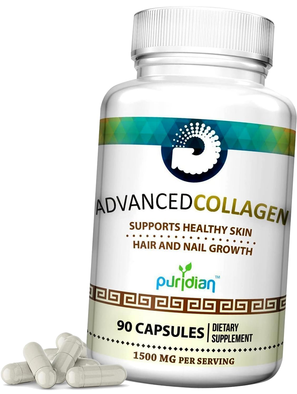 Close-up of hydrolyzed collagen capsules