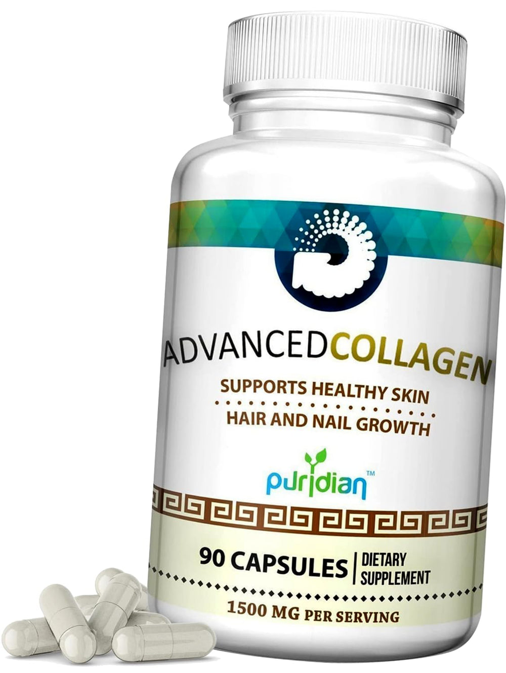 Close-up of hydrolyzed collagen capsules