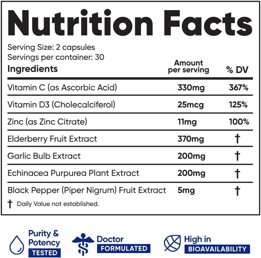 Back view showing nutrition facts of the Advanced Immune Support 6-in-1 Pack