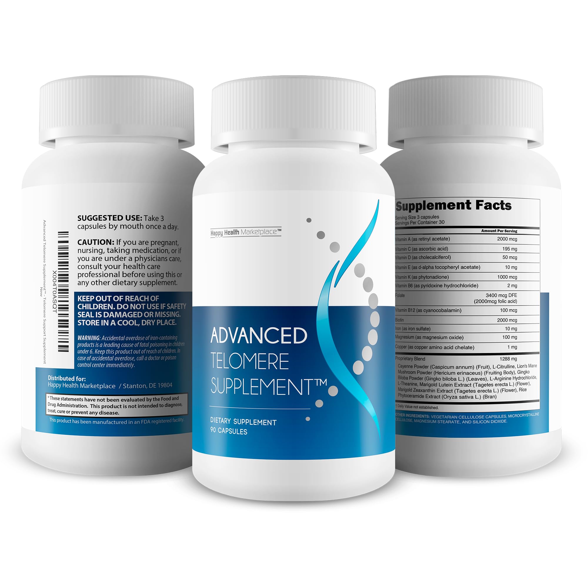 Daily capsules in a bottle on a white background