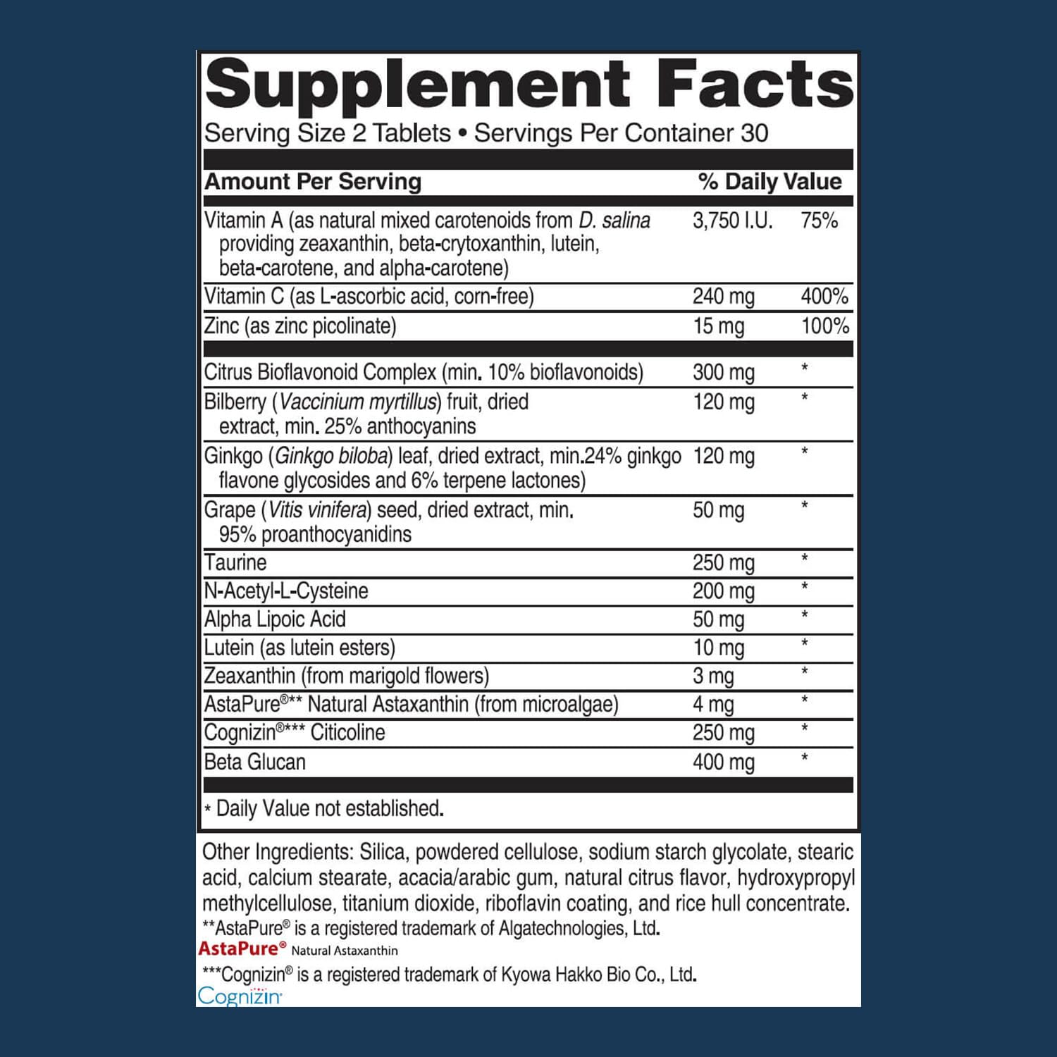 Front and back view of Advanced Vision Formula bottle