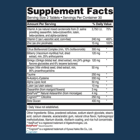 Front and back view of Advanced Vision Formula bottle
