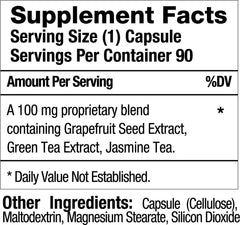 Close-up of Advantage Capsules bottle with Green Tea and Jasmine Tea ingredients