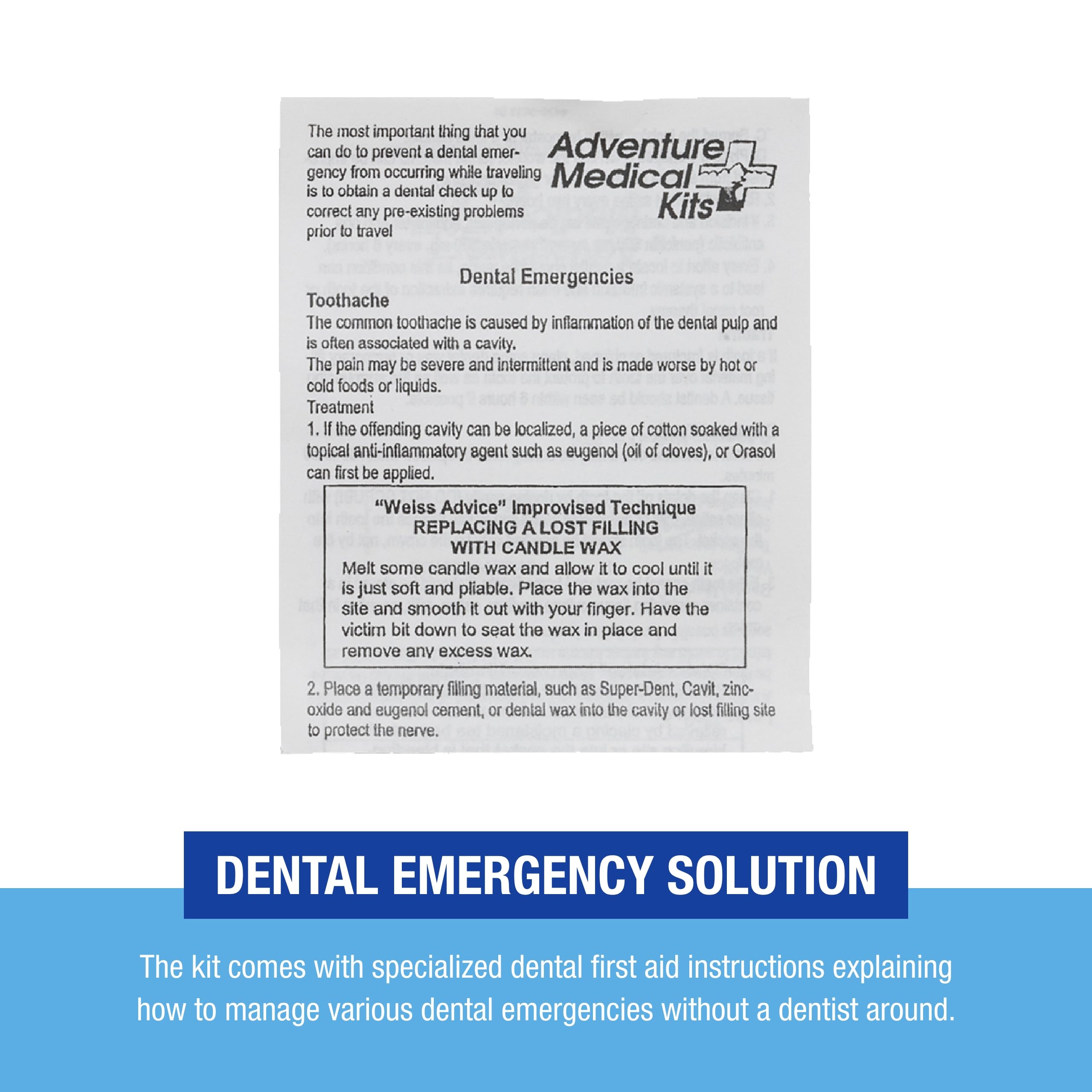 Orasol gel bottle included for soothing tooth and gum discomfort