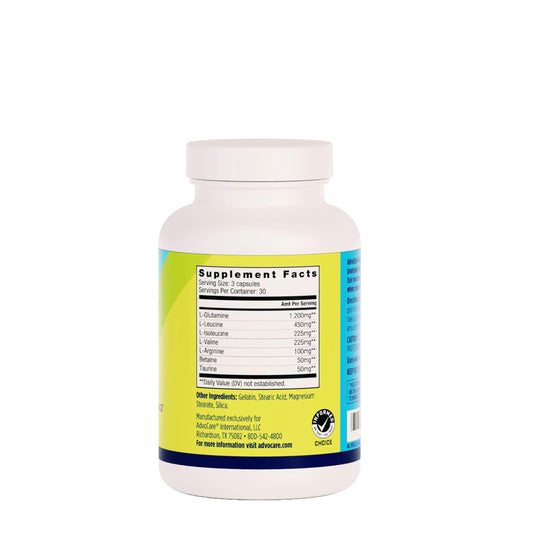 Label close-up showing L-Arginine and L-Glutamine on AdvoCare Catalyst