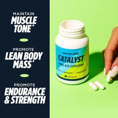 Athlete with AdvoCare Catalyst bottle during workout